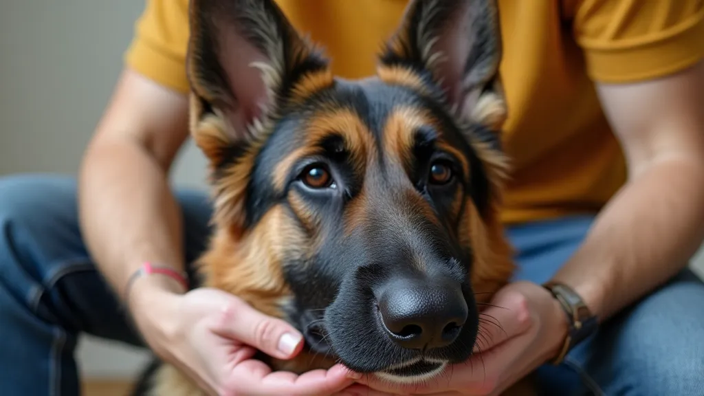 German Shepherd being bathed