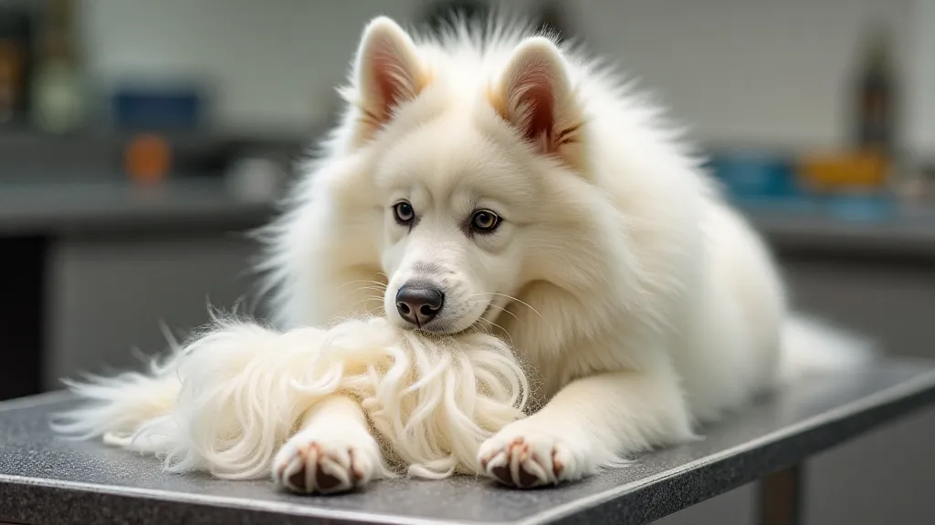 Samoyed shedding fur