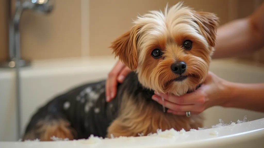 Yorkie bathing